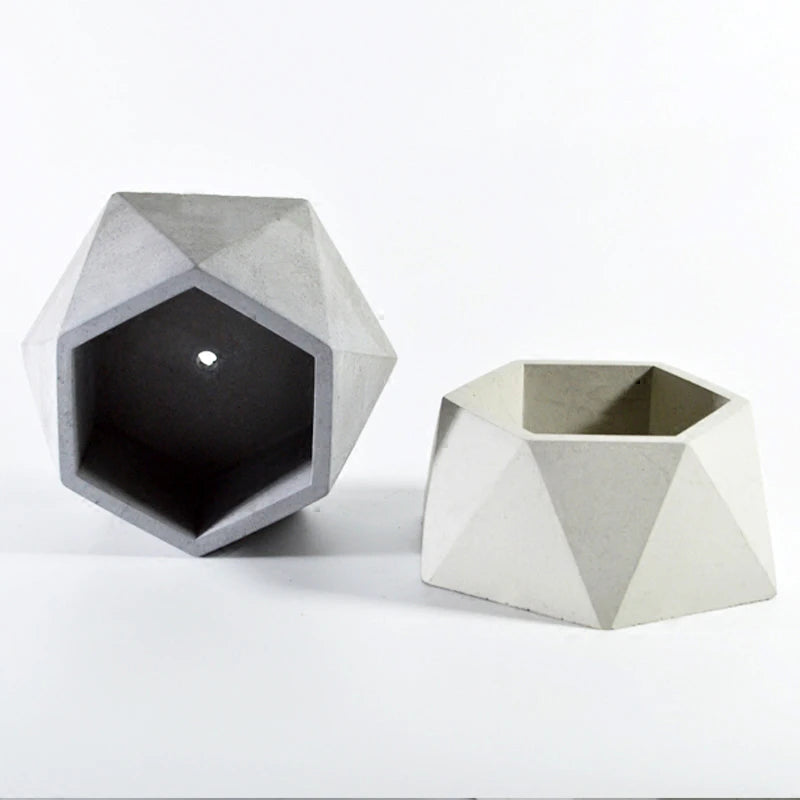 Big Size Hexagon Shape Flowerpot Concrete Planter Molds DIY Home Decoration Geometric Cement Succulent Plants Pot Silicone Mold
