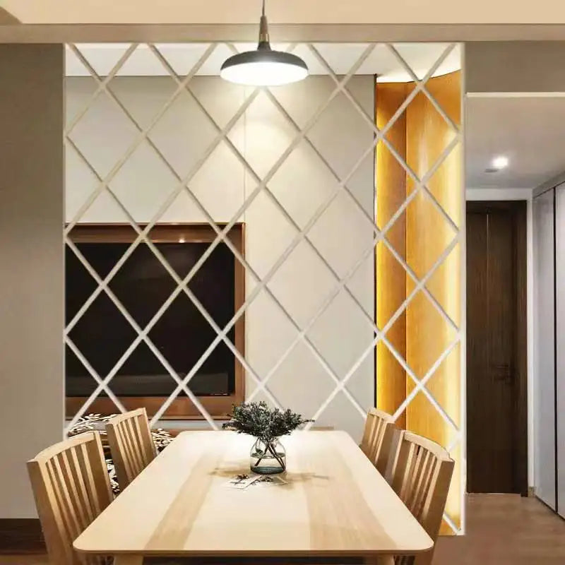 10/17/32/58pcs 3D Mirror Stickers Acrylic Triangles Self-adhesive Diamonds DIY Wall Mirror Stickers for Living Room Home Decor