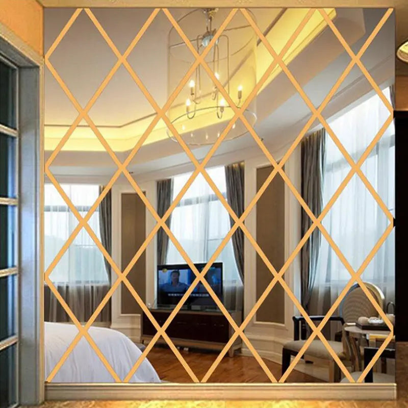 10/17/32/58pcs 3D Mirror Stickers Acrylic Triangles Self-adhesive Diamonds DIY Wall Mirror Stickers for Living Room Home Decor
