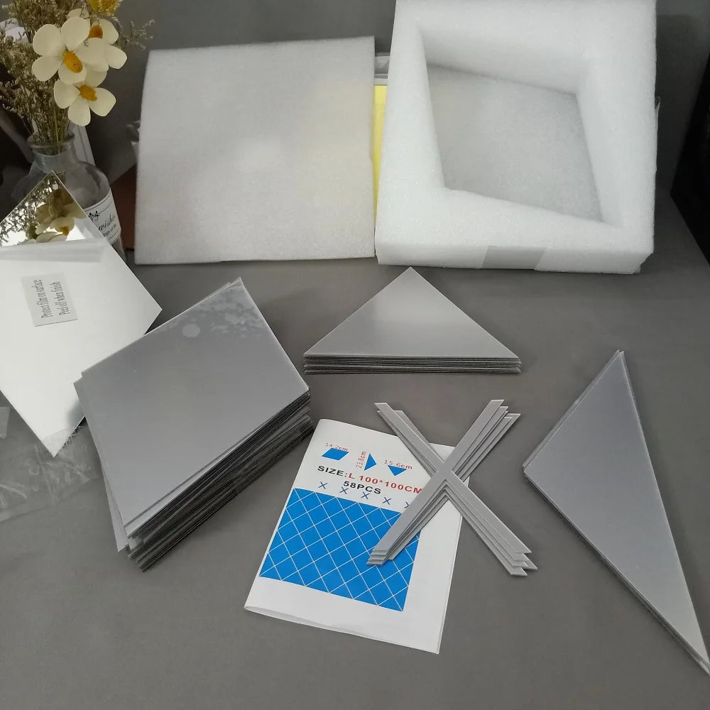 10/17/32/58pcs 3D Mirror Stickers Acrylic Triangles Self-adhesive Diamonds DIY Wall Mirror Stickers for Living Room Home Decor