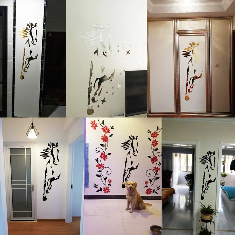 Horses Acrylic Wall Stickers Room Decoration Restaurant Background Art Living Room Bathroom Room Decor Mirror Wall Sticker
