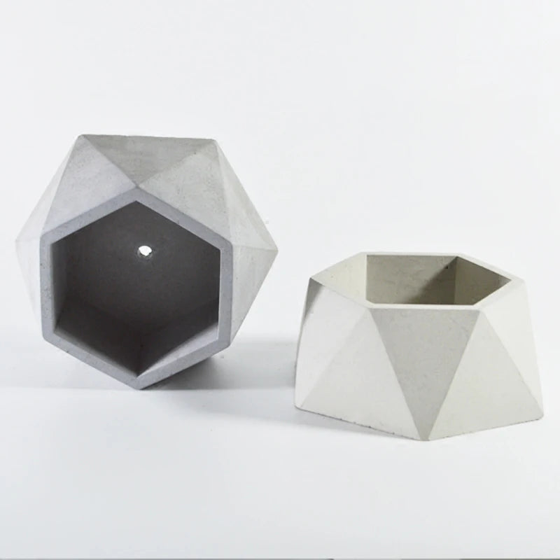 Big Size Hexagon Shape Flowerpot Concrete Planter Molds DIY Home Decoration Geometric Cement Succulent Plants Pot Silicone Mold