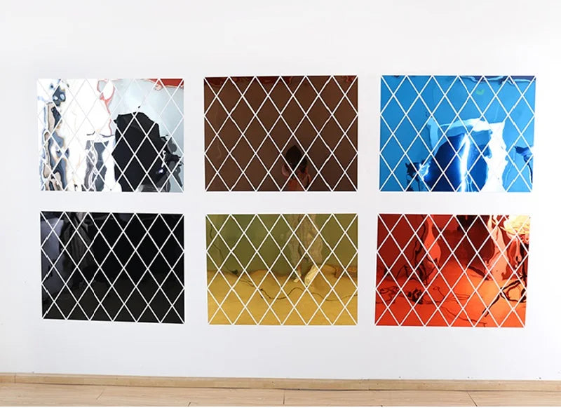 10/17/32/58pcs 3D Mirror Stickers Acrylic Triangles Self-adhesive Diamonds DIY Wall Mirror Stickers for Living Room Home Decor