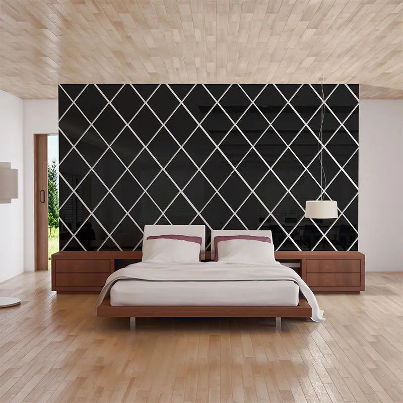 10/17/32/58pcs 3D Mirror Stickers Acrylic Triangles Self-adhesive Diamonds DIY Wall Mirror Stickers for Living Room Home Decor