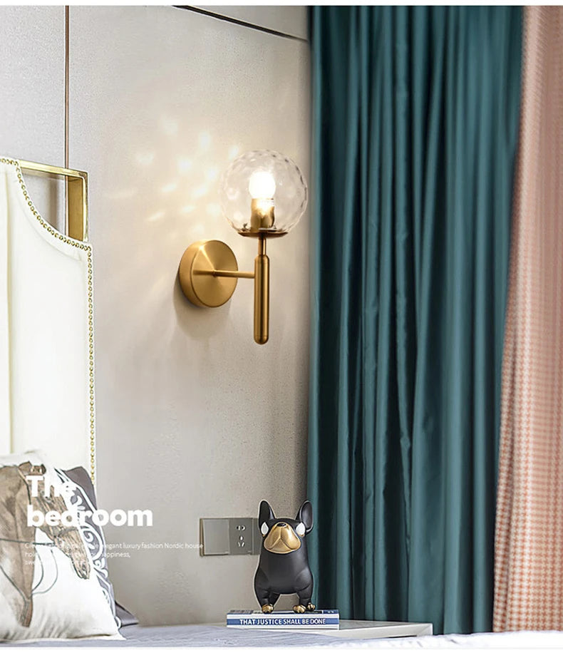 Nordic Modern Wall Lamp Bedroom Beside Glass Ball LED Wall Lights Wandlamp Bathroom Mirror Stair Lights Aisle Lighting Fixtures