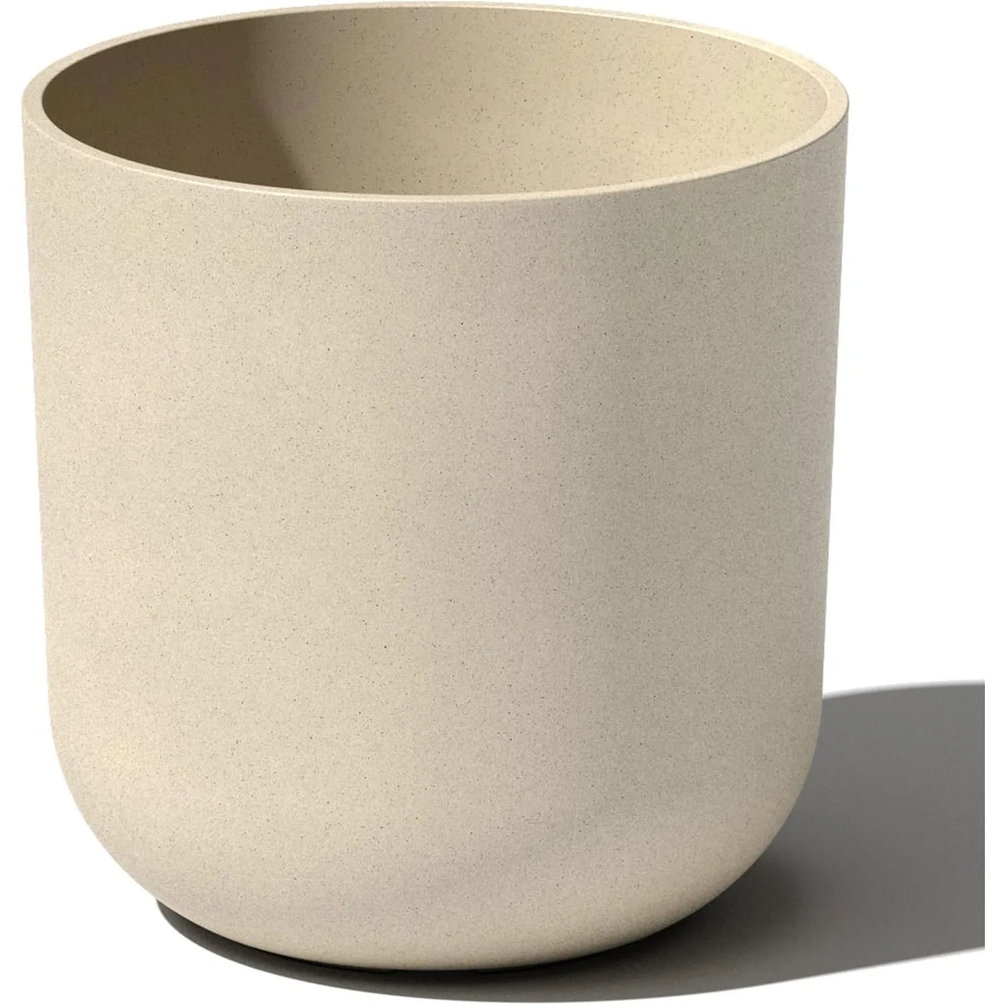 Round Lima Plastic Planter Pots for Indoor/Outdoor Garden Use,Sand Color,Made from a plastic-stone composite(15x15x15.25 inches)
