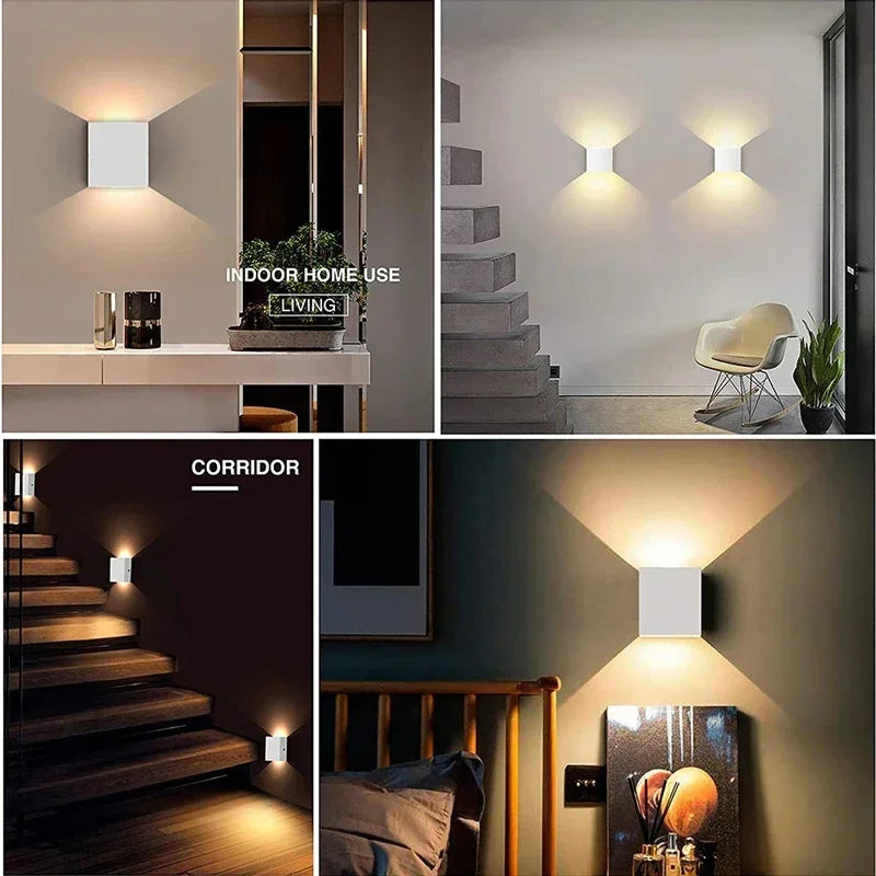 6W LED Wall Light Outdoor Porch Garden Wall Lamp & Indoor Bedroom Bedside Decoration Lighting Lamp Aluminum