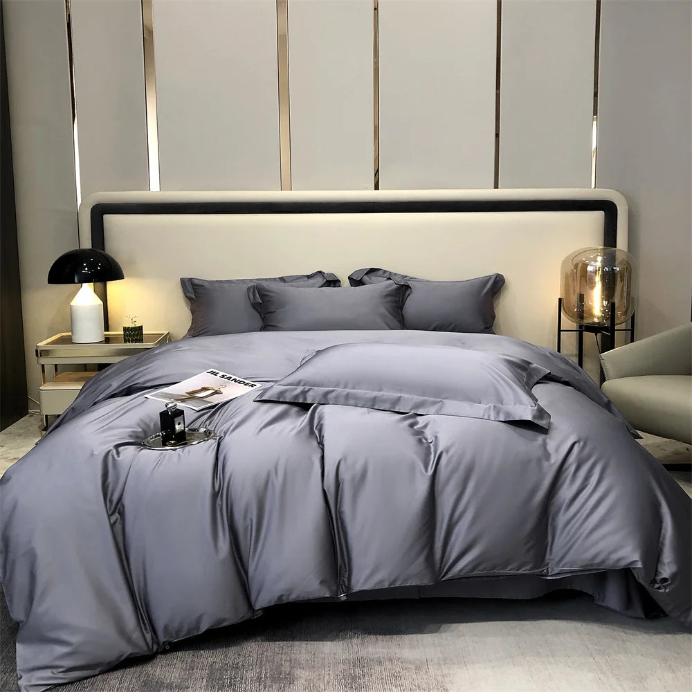 Svetanya Pure Egyptian Cotton Bedding Sets Bed Linens Solid Color Sheet Pillowcase Duvet Cover Queen King