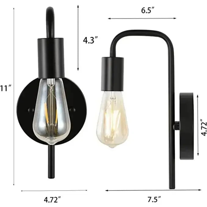 Nordic Bend Pipe Wall Lamp Iron Gold/Black Wall Decor Living Room Bedroom Shop Coffee Shop Bedside Lamp E27 Interior Lighting