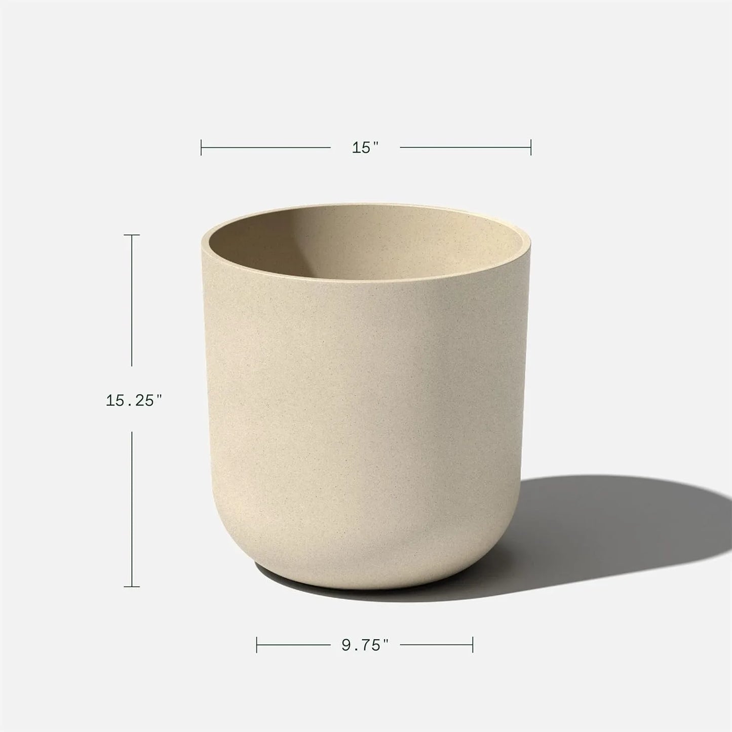 Round Lima Plastic Planter Pots for Indoor/Outdoor Garden Use,Sand Color,Made from a plastic-stone composite(15x15x15.25 inches)