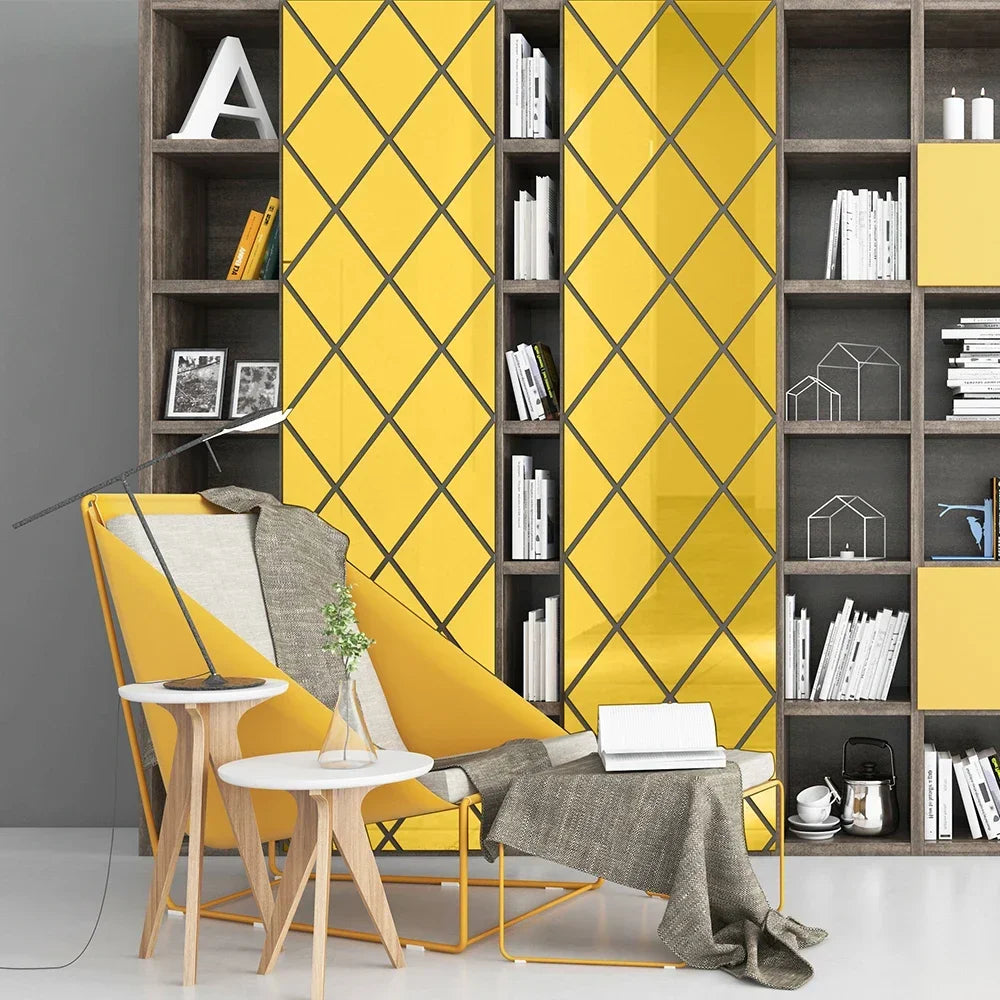 10/17/32/58pcs 3D Mirror Stickers Acrylic Triangles Self-adhesive Diamonds DIY Wall Mirror Stickers for Living Room Home Decor