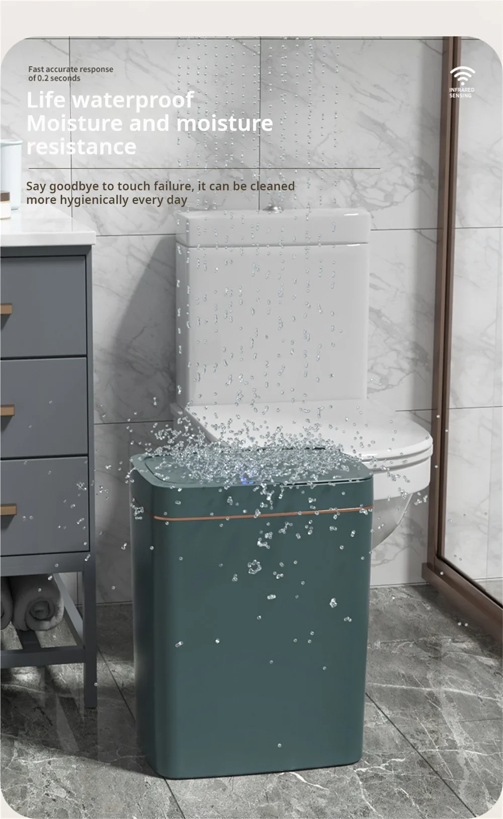 Smart Bathroom Trash Can Automatic Bagging Electronic Trash Can White Touchless Narrow Smart Sensor Garbage Bin Smart Home