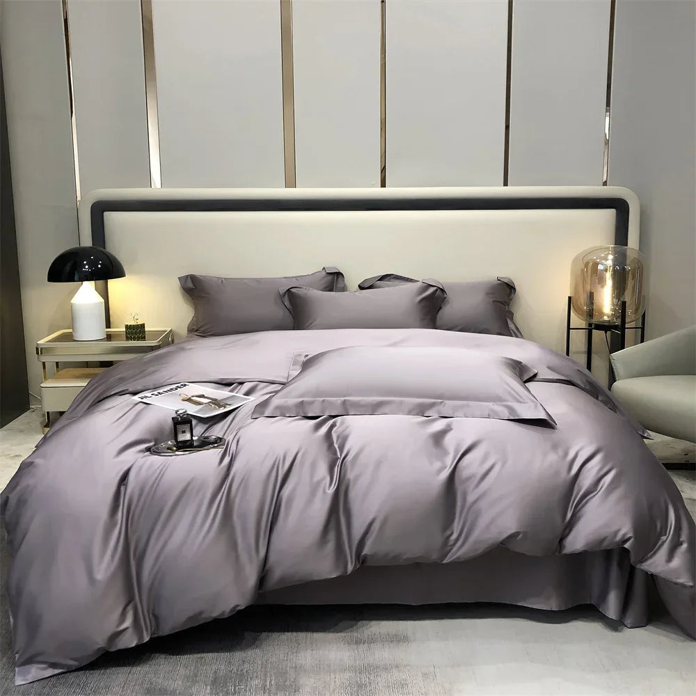Svetanya Pure Egyptian Cotton Bedding Sets Bed Linens Solid Color Sheet Pillowcase Duvet Cover Queen King