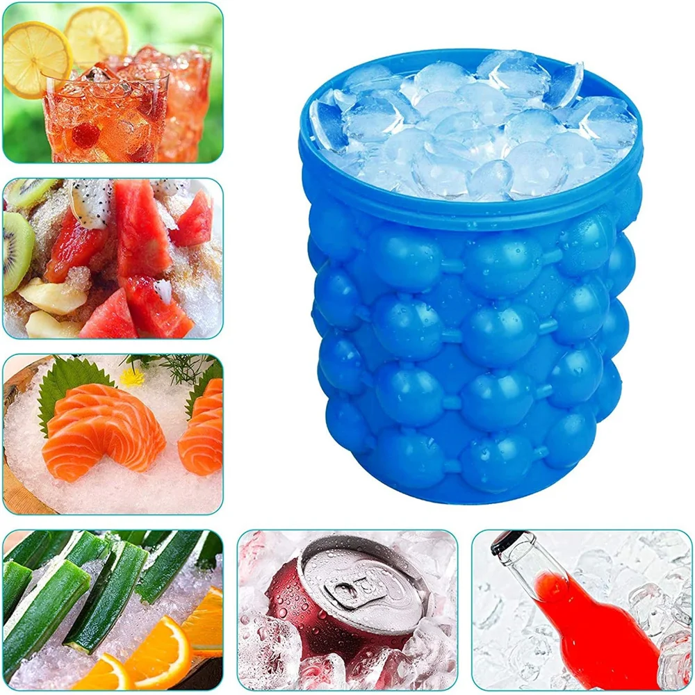 1pc Silicone Ice Cube Tray Quick Freeze Ice Bucket,Round Ice Maker for Chilled Beverages,Easy to Freeze,Durable & Easy to Clean