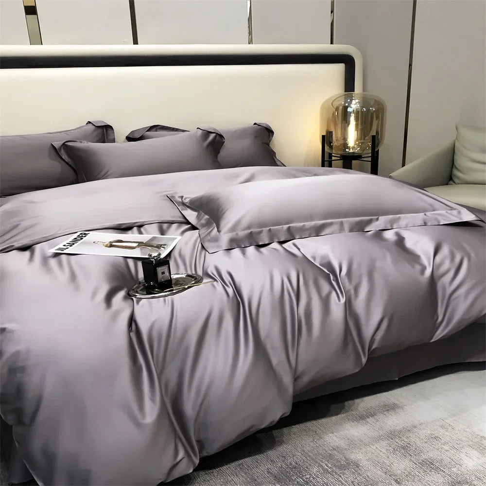 Svetanya Pure Egyptian Cotton Bedding Sets Bed Linens Solid Color Sheet Pillowcase Duvet Cover Queen King