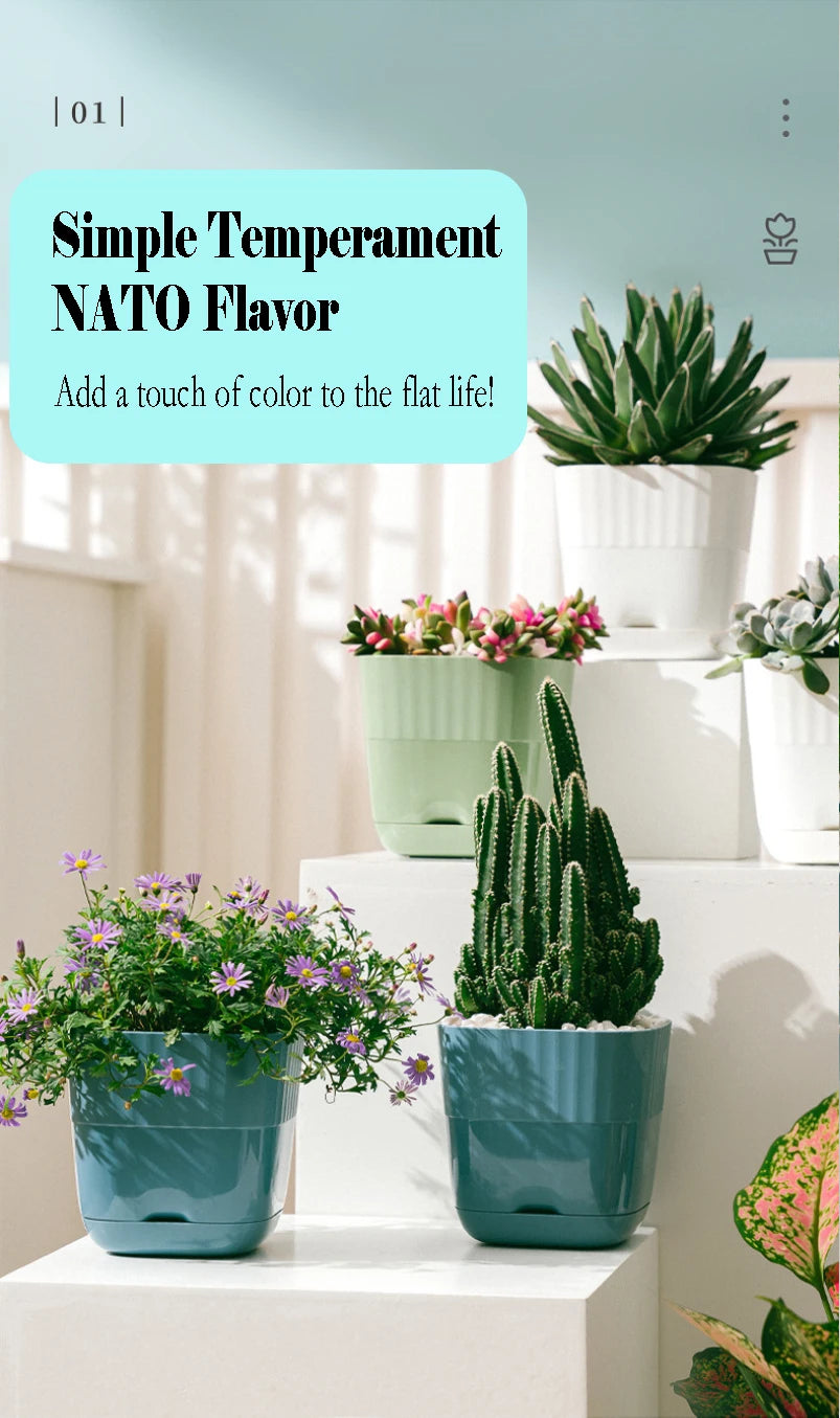 Nordic Simple Imitation Ceramic Resin Plastic Large Flower Pot Gardening Planting Pot