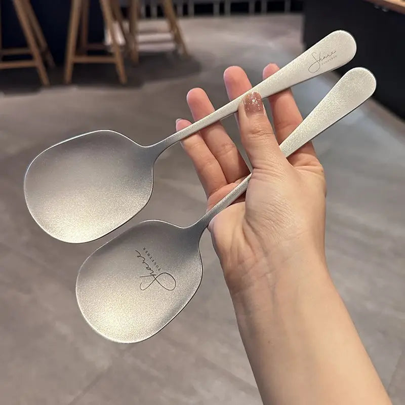 Snow Flower 304 Stainless Steel Spoon, Thickened Tableware, Nordic Soup Scoop, Restaurant Meal Spoon, Simplicity Household Kitch