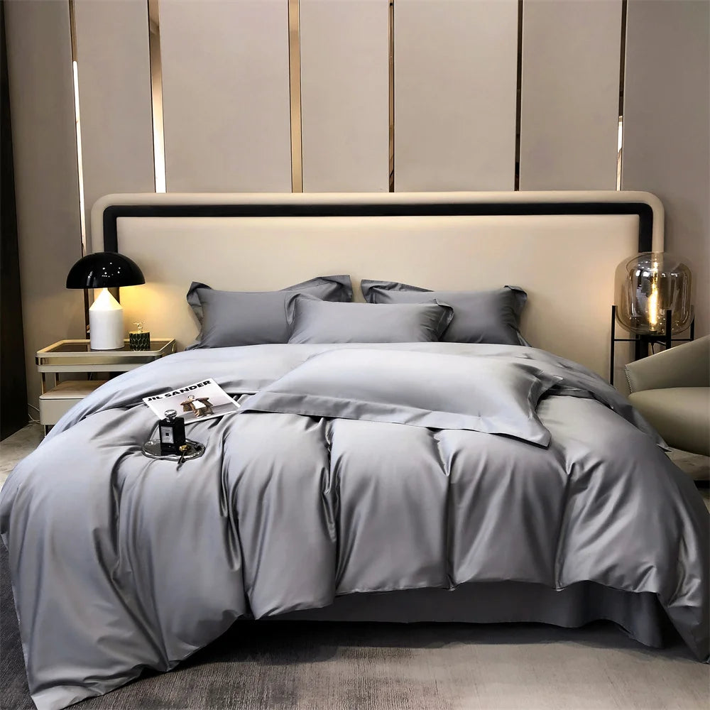 Svetanya Pure Egyptian Cotton Bedding Sets Bed Linens Solid Color Sheet Pillowcase Duvet Cover Queen King