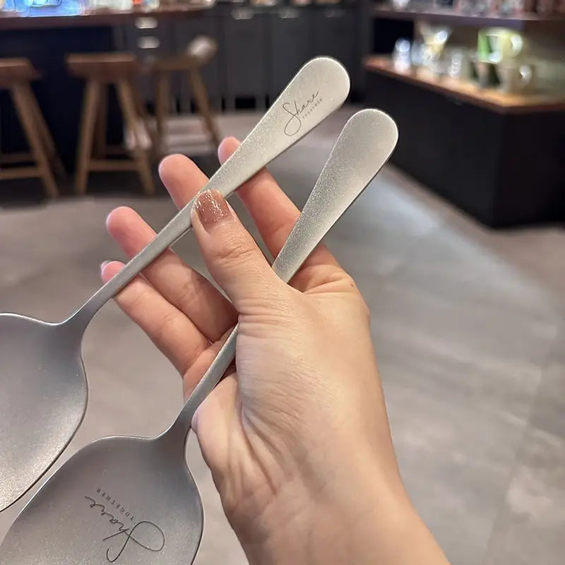 Snow Flower 304 Stainless Steel Spoon, Thickened Tableware, Nordic Soup Scoop, Restaurant Meal Spoon, Simplicity Household Kitch