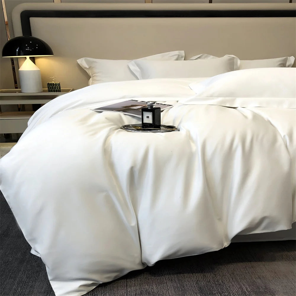 Svetanya Pure Egyptian Cotton Bedding Sets Bed Linens Solid Color Sheet Pillowcase Duvet Cover Queen King