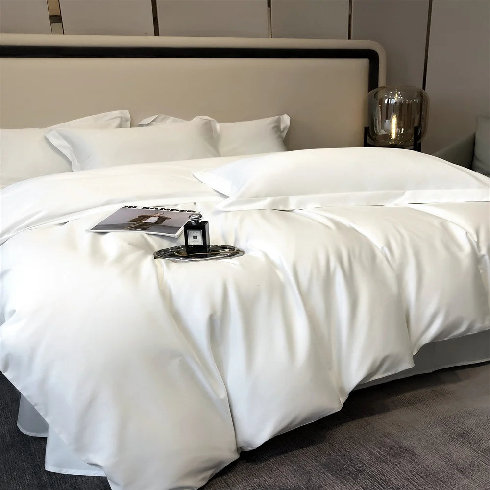 Svetanya Pure Egyptian Cotton Bedding Sets Bed Linens Solid Color Sheet Pillowcase Duvet Cover Queen King