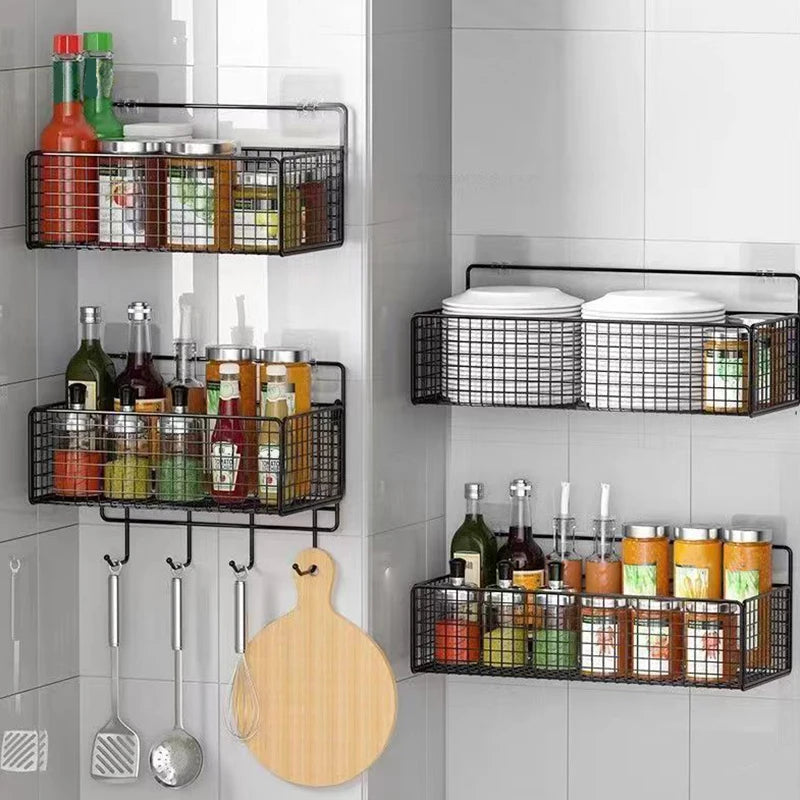 Multifunctional Organiser Toiletries Organiser No-Punch Bathroom Shelf Bathroom Kitchen Wall Mount Storage Rack