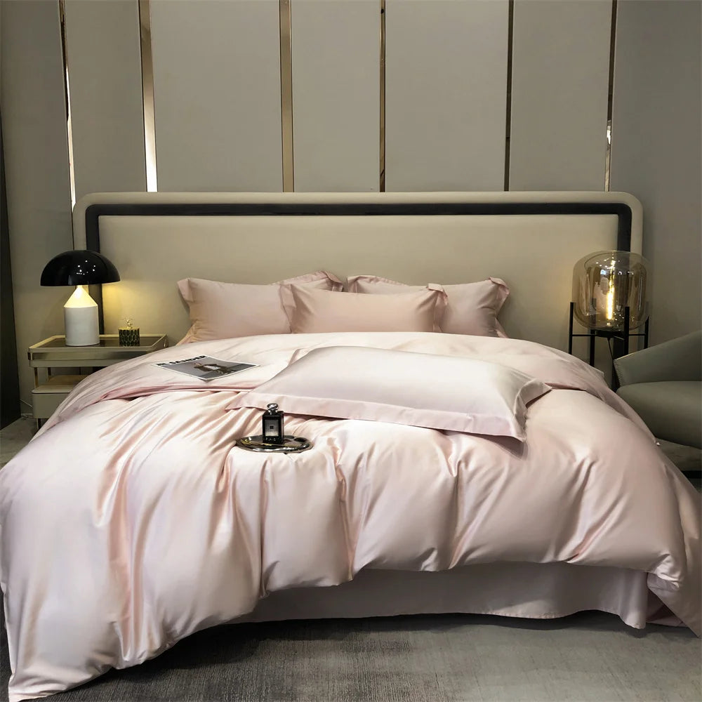 Svetanya Pure Egyptian Cotton Bedding Sets Bed Linens Solid Color Sheet Pillowcase Duvet Cover Queen King