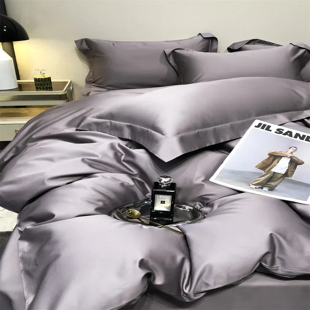 Svetanya Pure Egyptian Cotton Bedding Sets Bed Linens Solid Color Sheet Pillowcase Duvet Cover Queen King