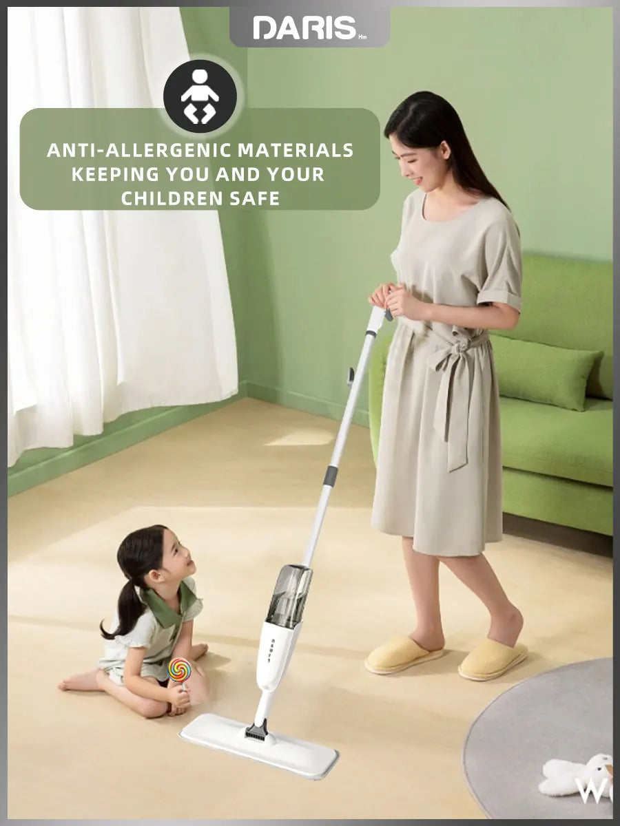 DARIS Spray Flat Mop With Reusable Microfibers Pads 360° Rotation Floor Cleaning Mop 500ML Big Capacity Square Triangle Bottle