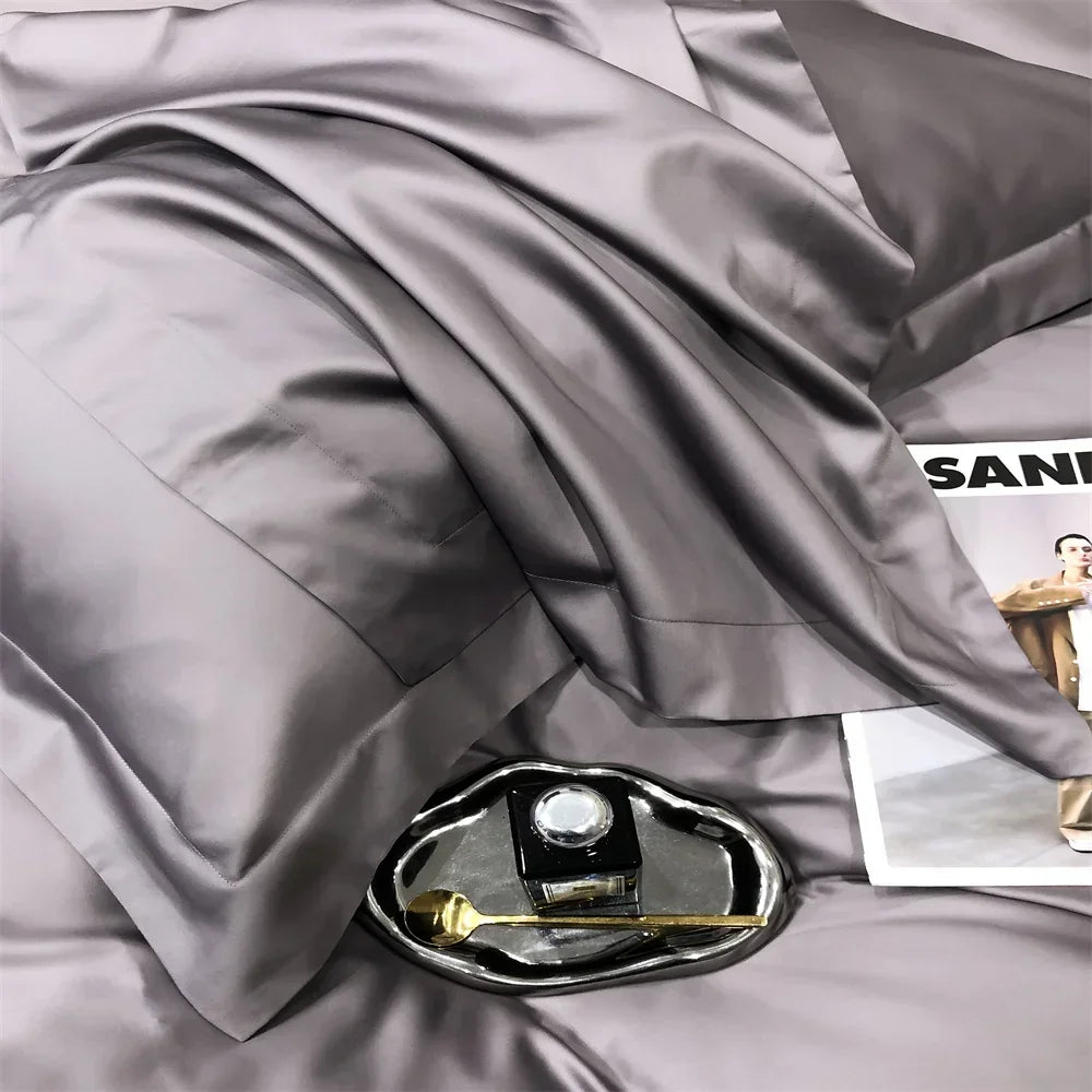 Svetanya Pure Egyptian Cotton Bedding Sets Bed Linens Solid Color Sheet Pillowcase Duvet Cover Queen King