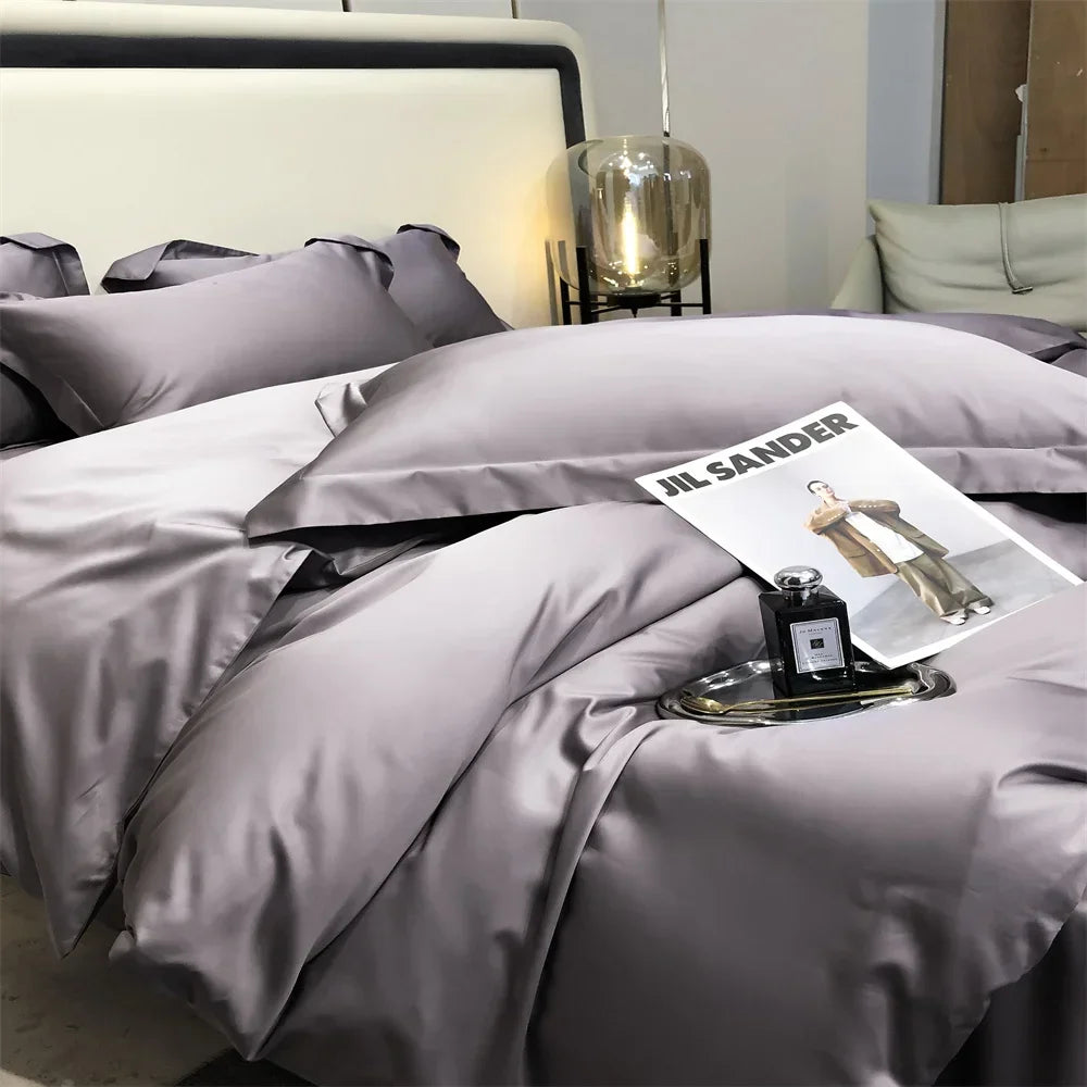 Svetanya Pure Egyptian Cotton Bedding Sets Bed Linens Solid Color Sheet Pillowcase Duvet Cover Queen King