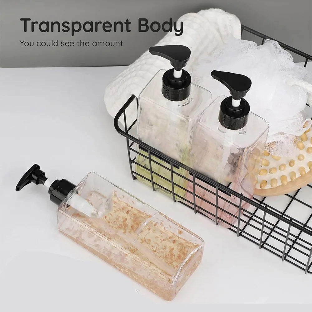 3 Piece 500ml Square Soap Dispenser Waterproof Labels Refillable Empty Bottle Hand Soap Liquid Lotion Shampoo Conditioner Container