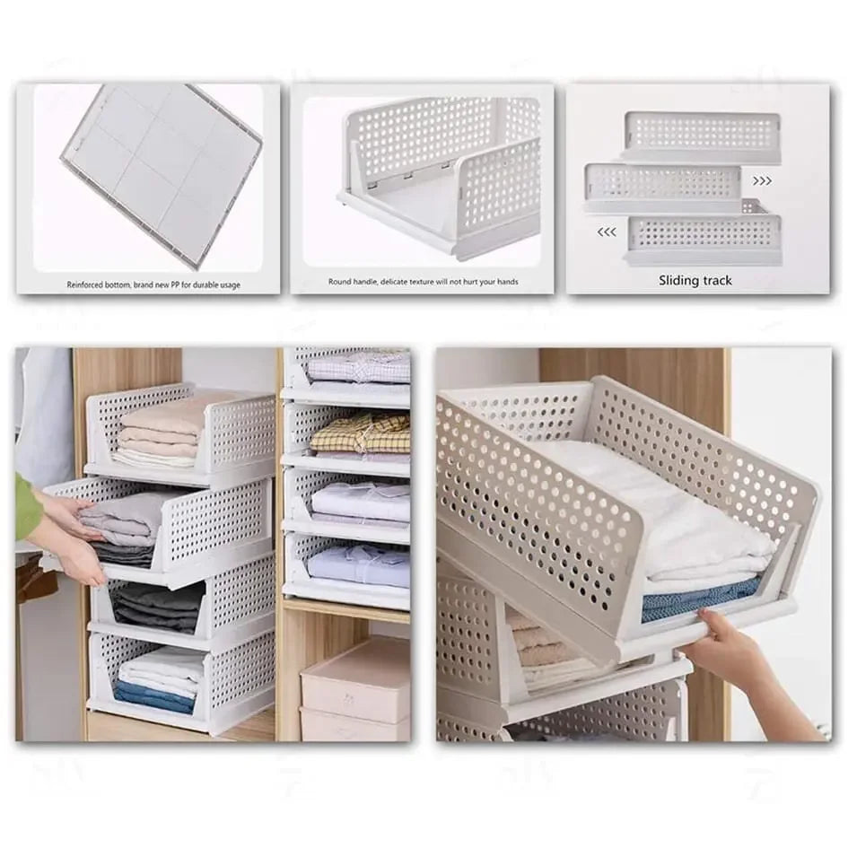 Folding Partition Drawers Organizing Boxes Bedroom Office Stackable Plastic Organizers Closet Clothes Panties Storage Box Home