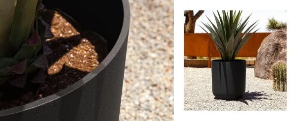 Round Lima Plastic Planter Pots for Indoor/Outdoor Garden Use,Sand Color,Made from a plastic-stone composite(15x15x15.25 inches)