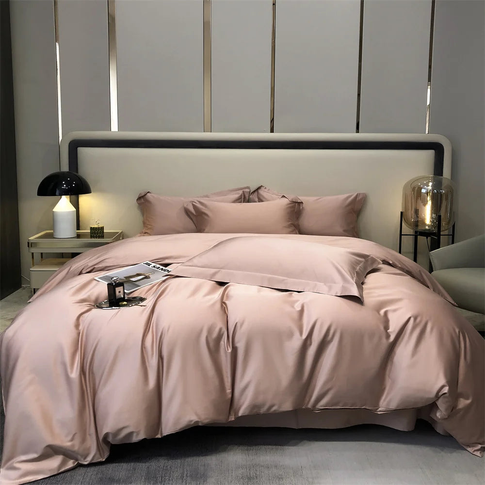 Svetanya Pure Egyptian Cotton Bedding Sets Bed Linens Solid Color Sheet Pillowcase Duvet Cover Queen King