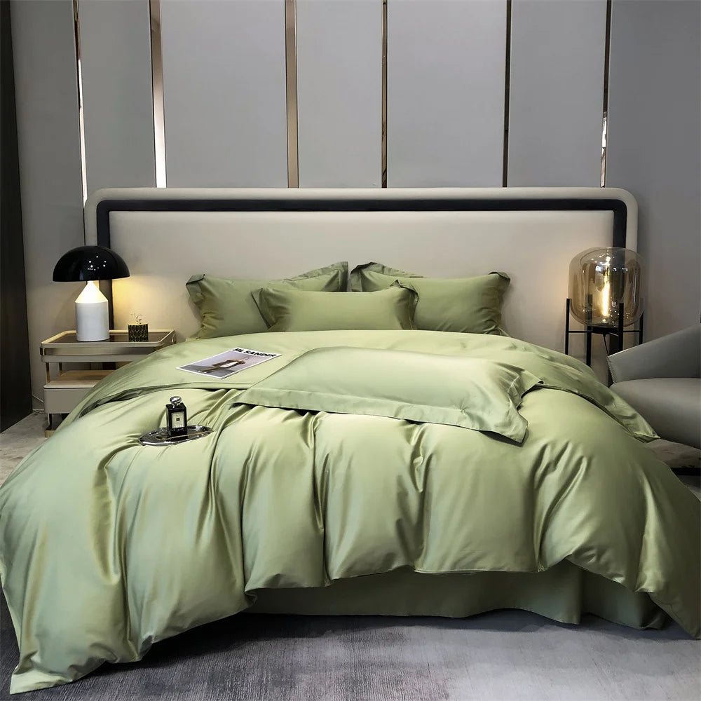 Svetanya Pure Egyptian Cotton Bedding Sets Bed Linens Solid Color Sheet Pillowcase Duvet Cover Queen King