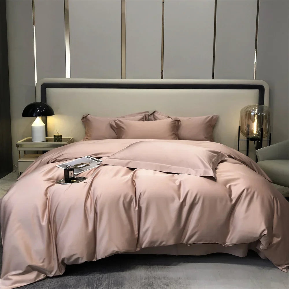 Svetanya Pure Egyptian Cotton Bedding Sets Bed Linens Solid Color Sheet Pillowcase Duvet Cover Queen King