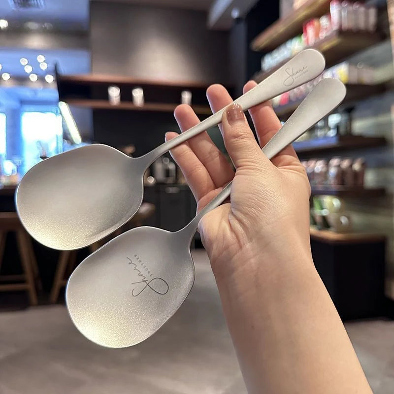 Snow Flower 304 Stainless Steel Spoon, Thickened Tableware, Nordic Soup Scoop, Restaurant Meal Spoon, Simplicity Household Kitch