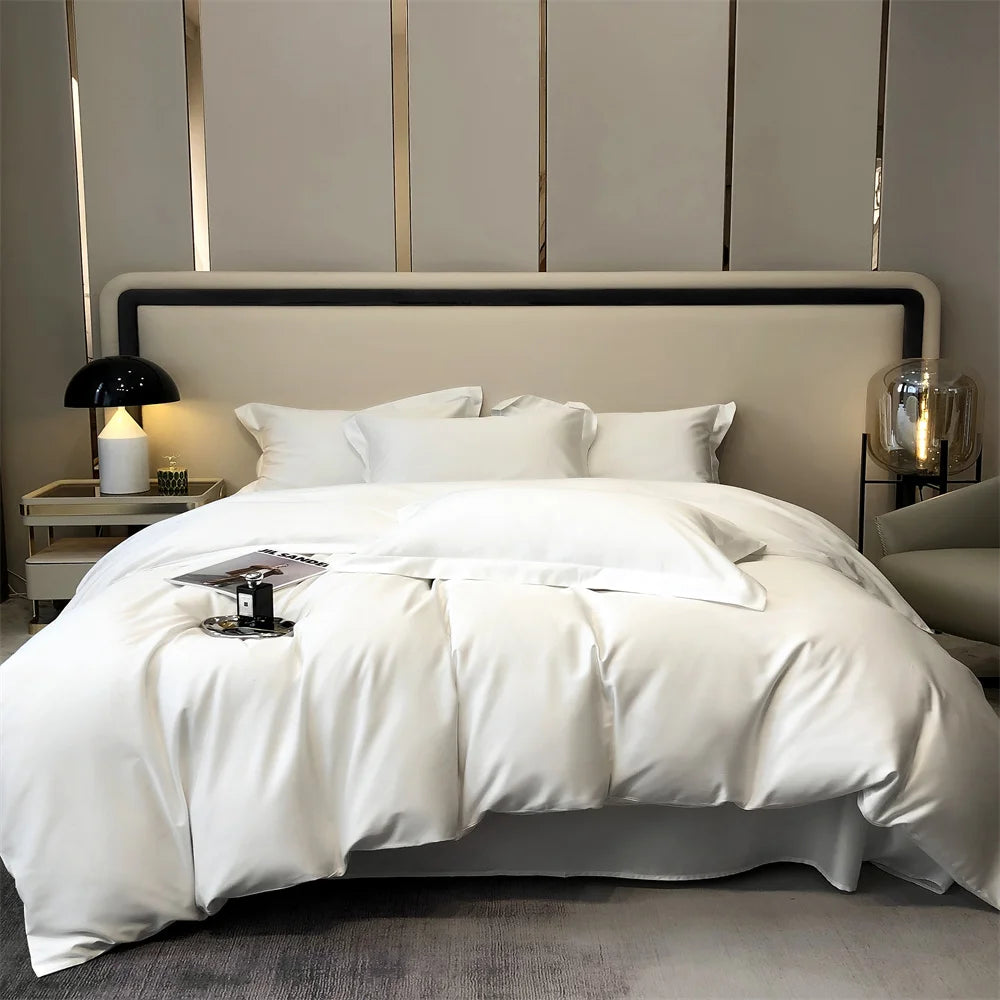 Svetanya Pure Egyptian Cotton Bedding Sets Bed Linens Solid Color Sheet Pillowcase Duvet Cover Queen King