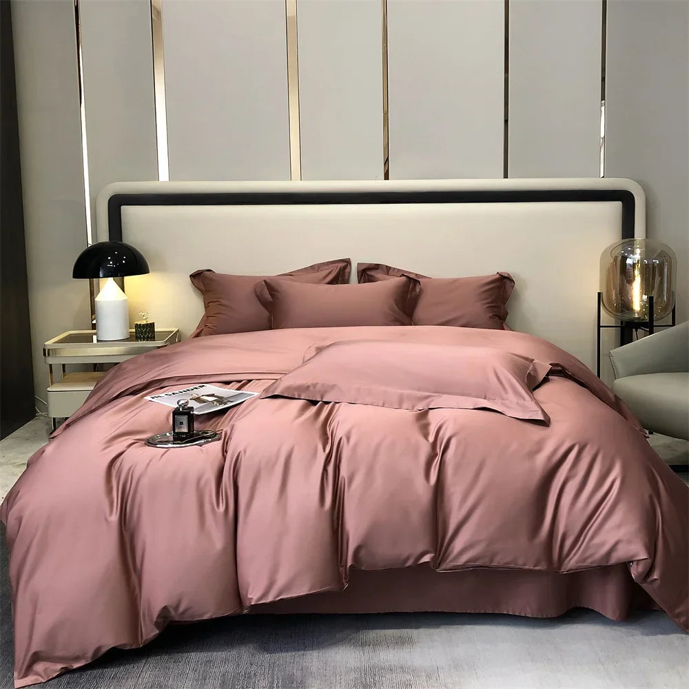 Svetanya Pure Egyptian Cotton Bedding Sets Bed Linens Solid Color Sheet Pillowcase Duvet Cover Queen King