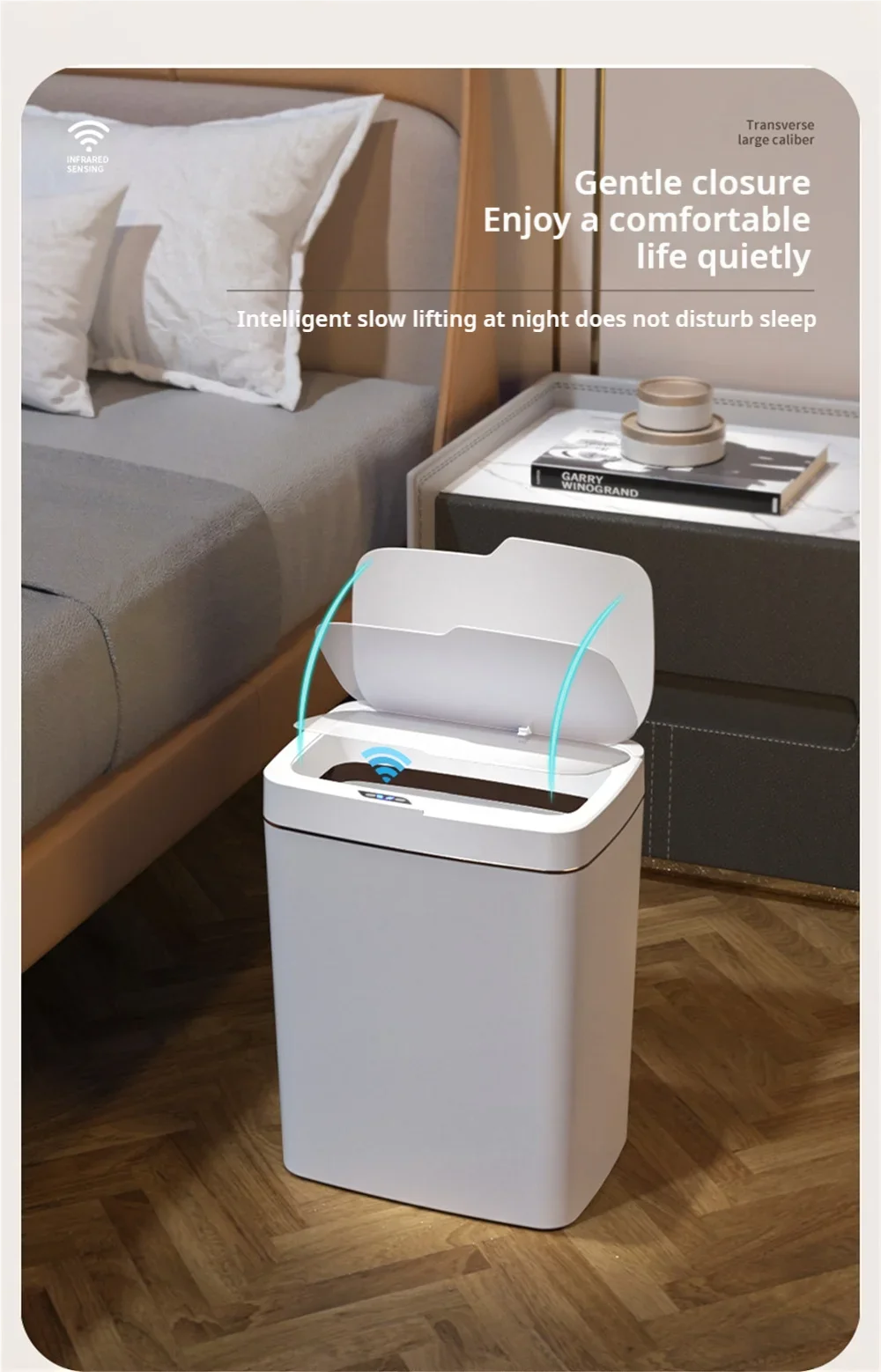 Smart Bathroom Trash Can Automatic Bagging Electronic Trash Can White Touchless Narrow Smart Sensor Garbage Bin Smart Home