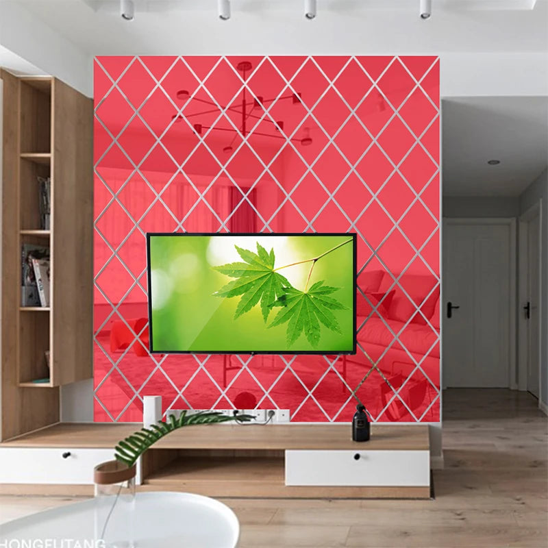 10/17/32/58pcs 3D Mirror Stickers Acrylic Triangles Self-adhesive Diamonds DIY Wall Mirror Stickers for Living Room Home Decor