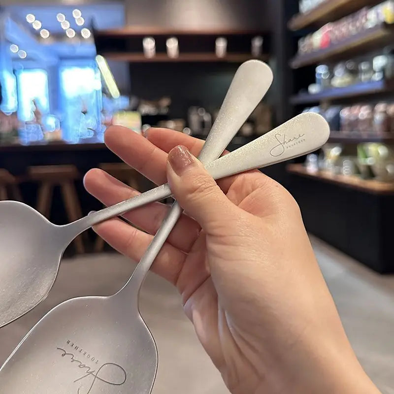 Snow Flower 304 Stainless Steel Spoon, Thickened Tableware, Nordic Soup Scoop, Restaurant Meal Spoon, Simplicity Household Kitch