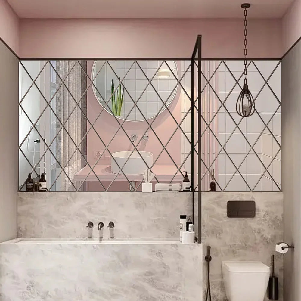 10/17/32/58pcs 3D Mirror Stickers Acrylic Triangles Self-adhesive Diamonds DIY Wall Mirror Stickers for Living Room Home Decor