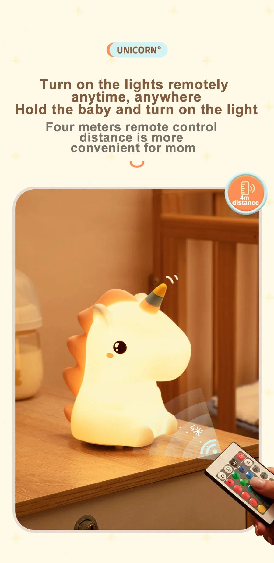 Unicorn Cute Silicone LED Night Light For Kids Children USB Rechargeable Cartoon Animal Bedroom Decor Touch Night Lamp for Gifts