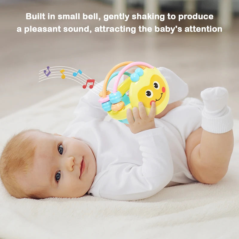 1Pc Bee Shape Hand Bell Baby Soft Rubber Rattle Children Early Childhood Biting Bell Toy Cartoon Rattle Dumbbell For Baby Toy