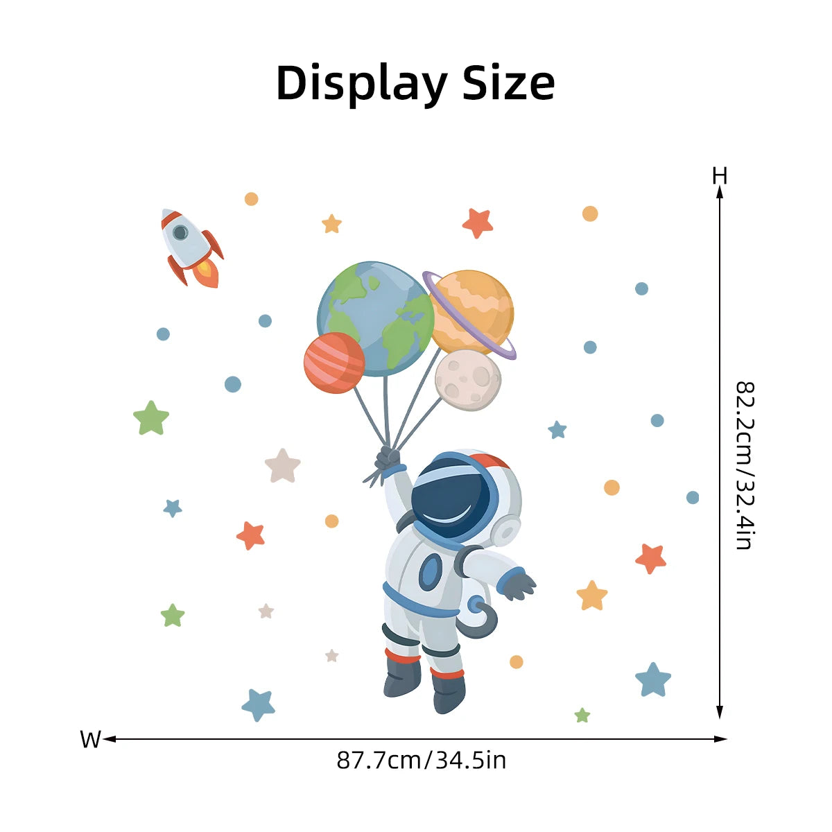 Cartoon Astronaut Planet Moon Star Wall Stickers for Kids Room Background Bedroom Decoration Living Room Home Decor Wall Decal