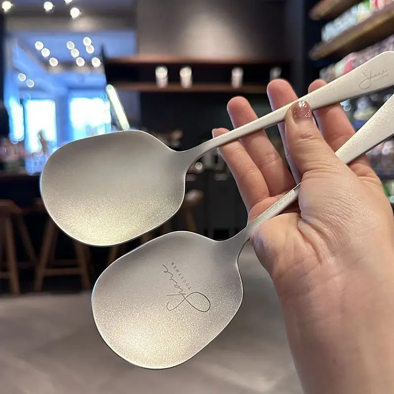 Snow Flower 304 Stainless Steel Spoon, Thickened Tableware, Nordic Soup Scoop, Restaurant Meal Spoon, Simplicity Household Kitch