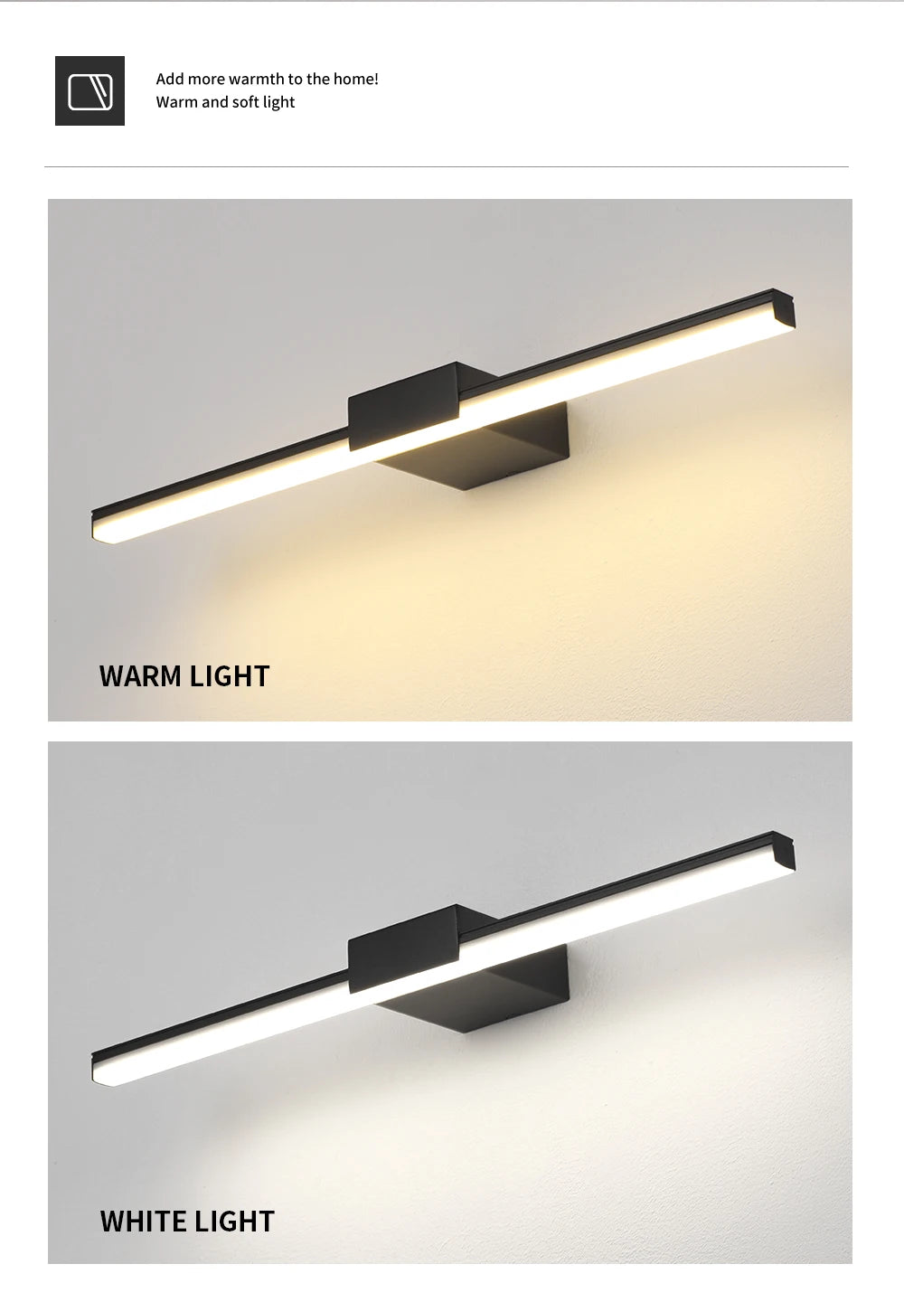 Led Wall Lamp Bathroom Vanity Light 40cm 55cm AC85 - 265V Indoor Modern Wall Sconces Mirror Wall Light Fixtures Black White