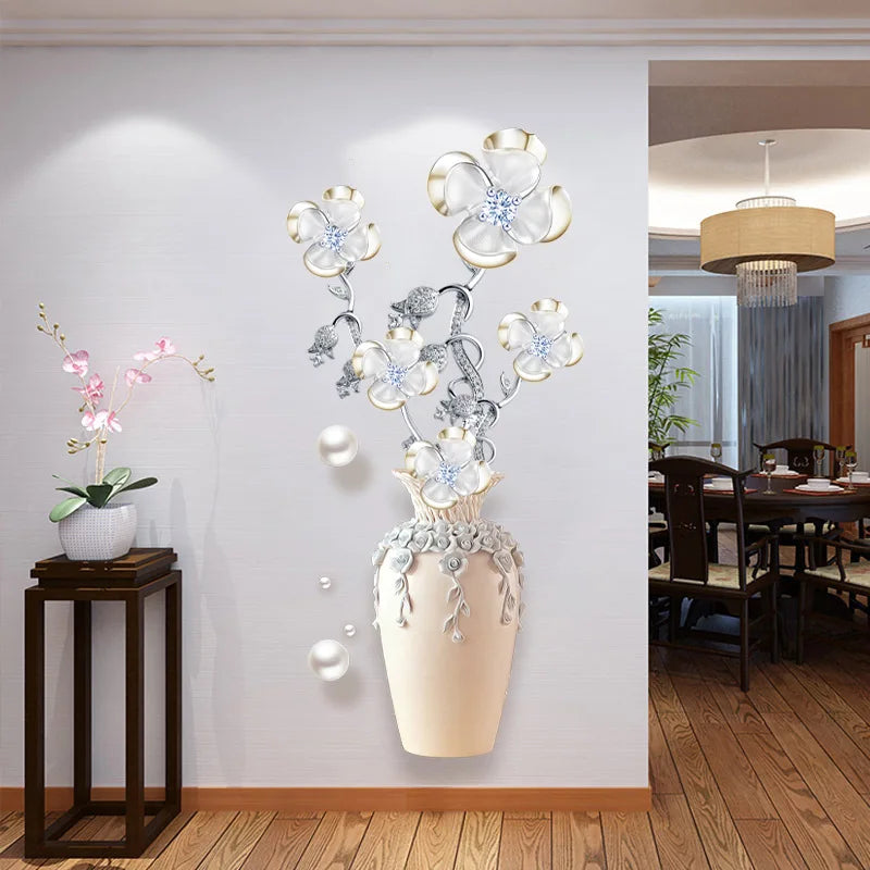 1Pc Elegant and Pure Four Lucky Grass Flowers Planting Wall, Bedroom, Living Room, Home, Self Adhesive Waterproof Stickers